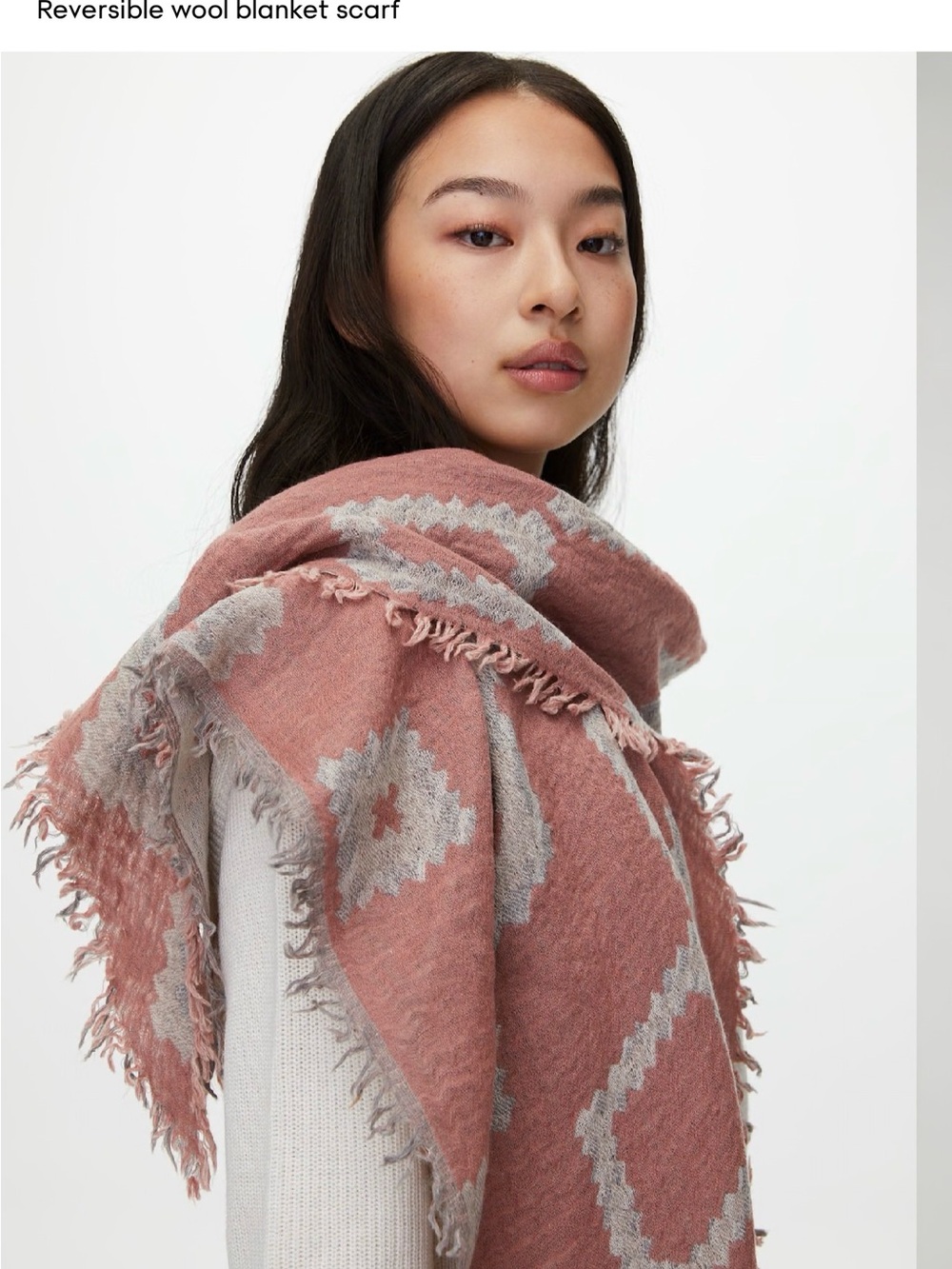 Aritzia Wilfred Reversible Wool Blanket triangle Scarf